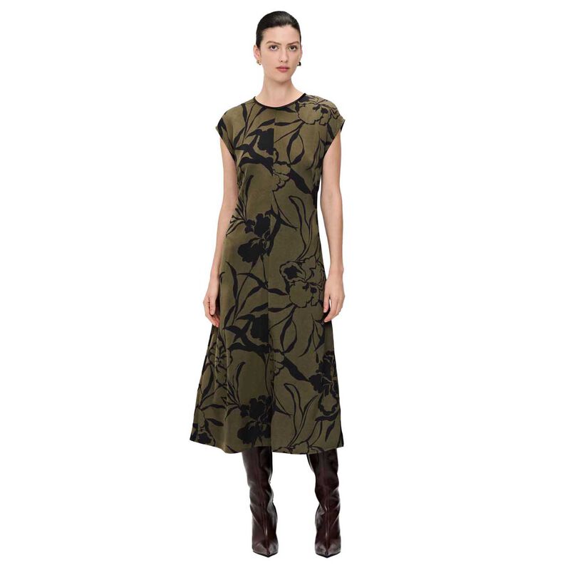 Veronika Maine Olive Lillies Midi Dress image number 0